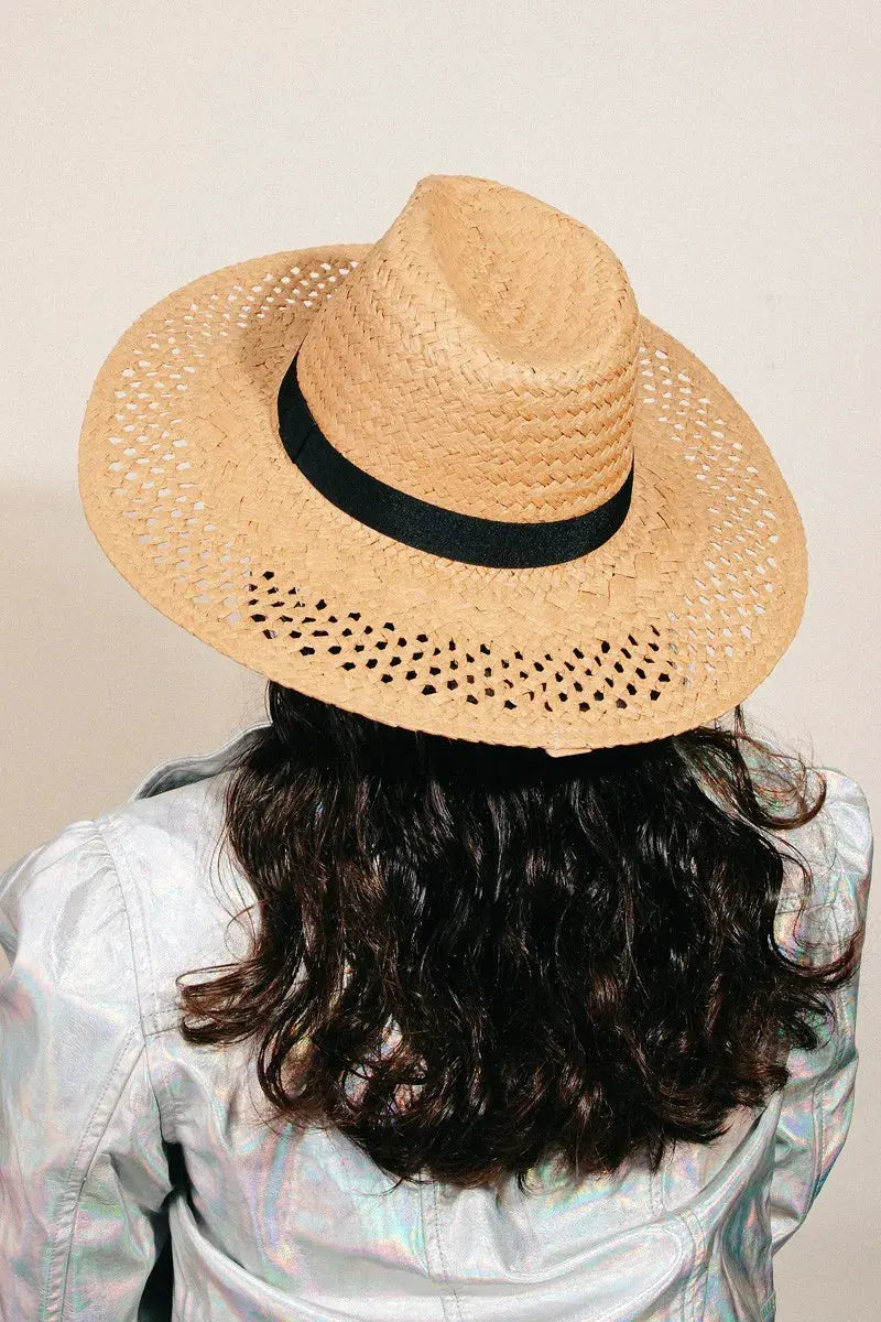Fame Basket Weave Straw Sun Hat by Fame