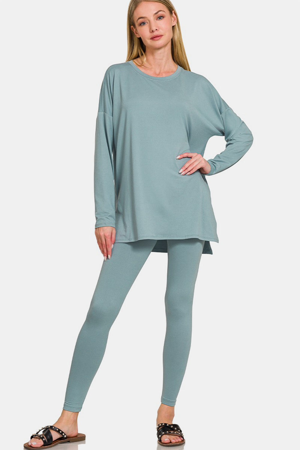 Zenana Full Size Brushed Microfiber Top and Leggings Lounge Set by Zenana