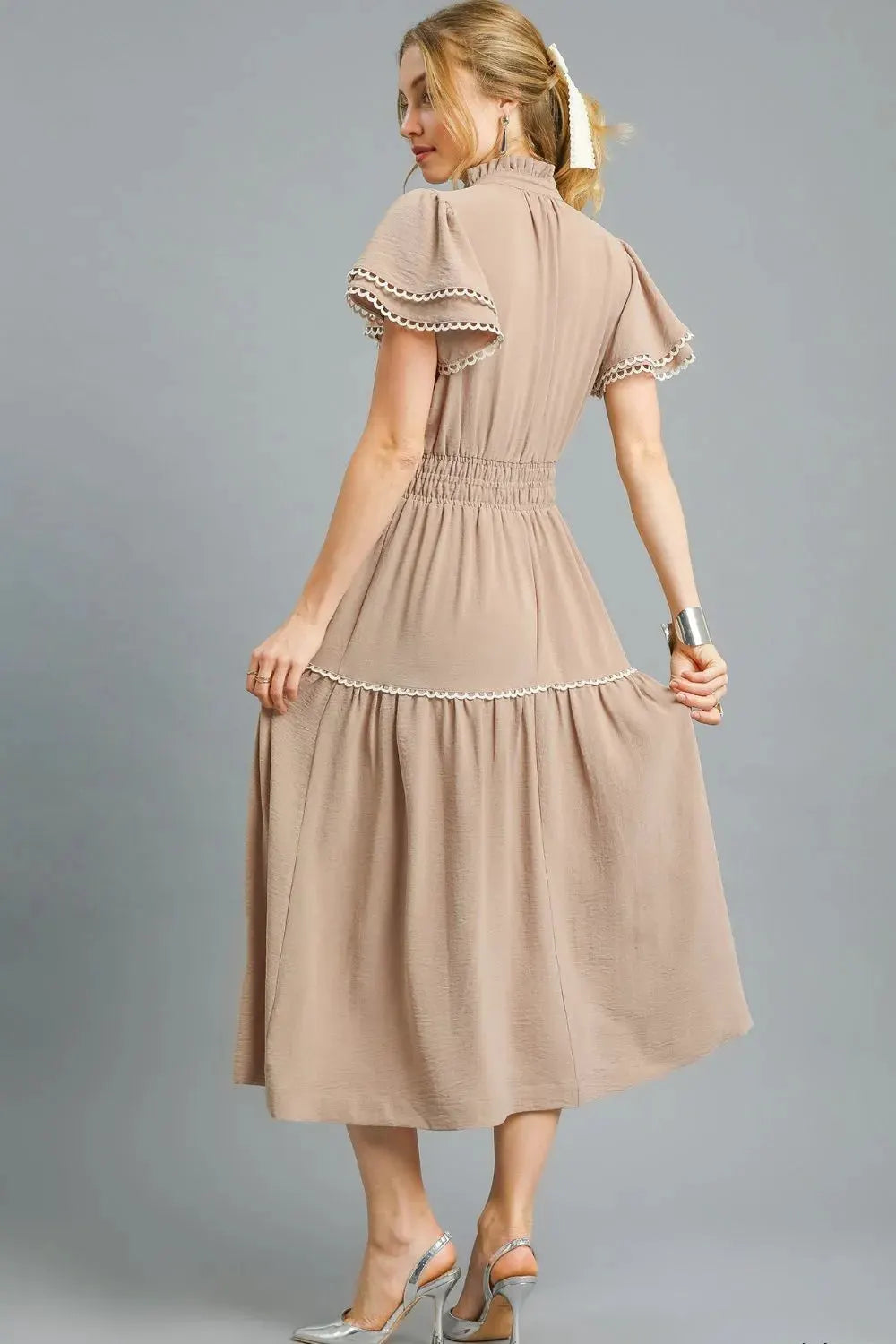 Umgee Tiered Flutter Sleeve Midi Dress by Umgee