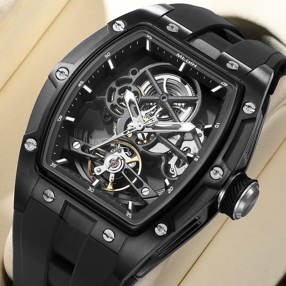 MEGIR Original Fashion Men Watches Automatic Mechanical Watch Steel Case Sport Skeleton Dial Wristwatch Waterproof Clock Reloj Hombre 2242 by MEGIR WATCH GROUP