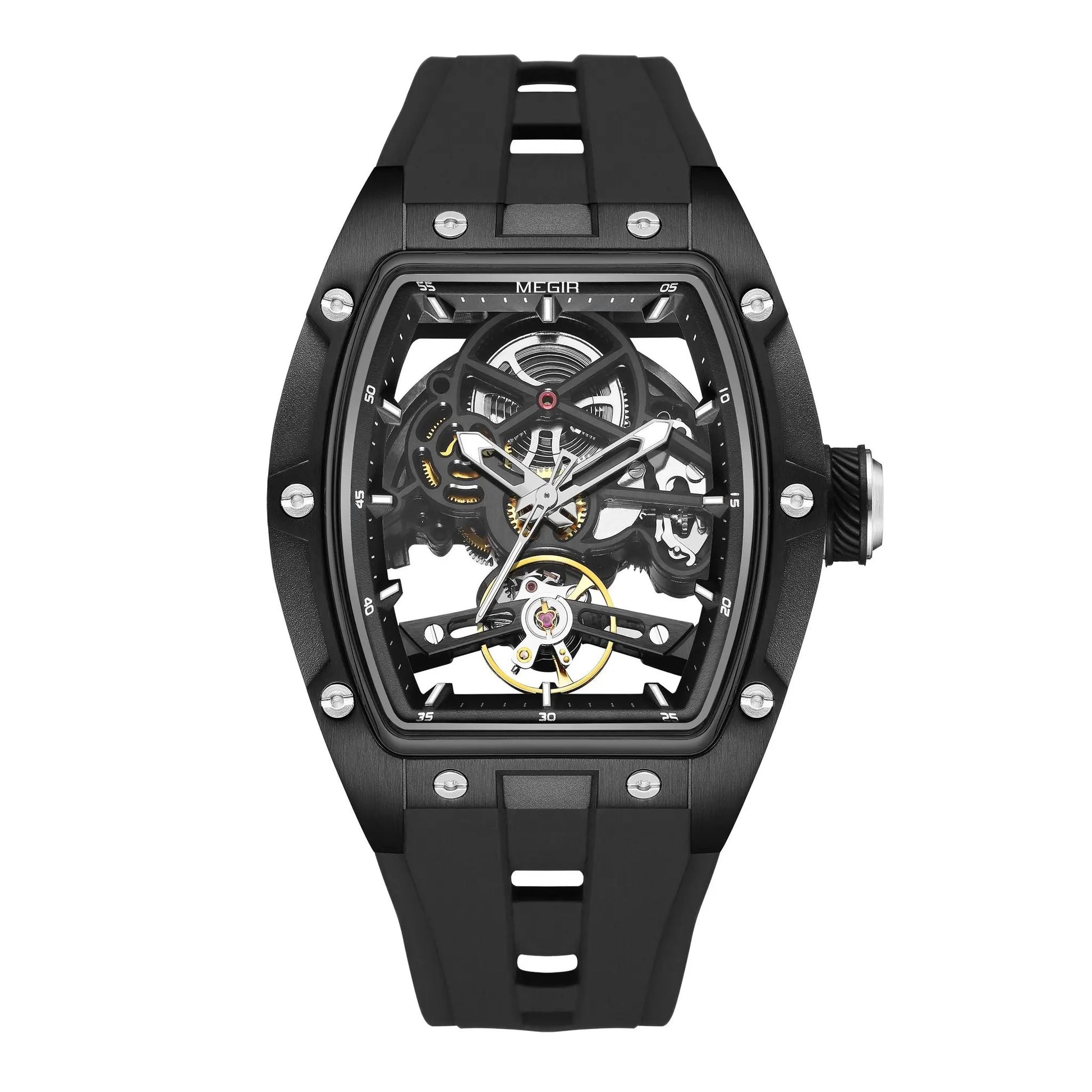 MEGIR Original Fashion Men Watches Automatic Mechanical Watch Steel Case Sport Skeleton Dial Wristwatch Waterproof Clock Reloj Hombre 2242 by MEGIR WATCH GROUP