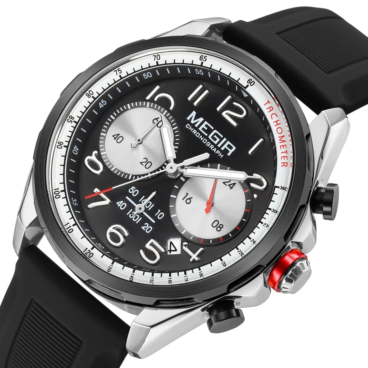 MEGIR Men Watches Luxury Quartz Wristwatch Gray Waterproof Military Sports Chronograph Silicone Strap Clock Montre Homme 2230 by MEGIR WATCH GROUP