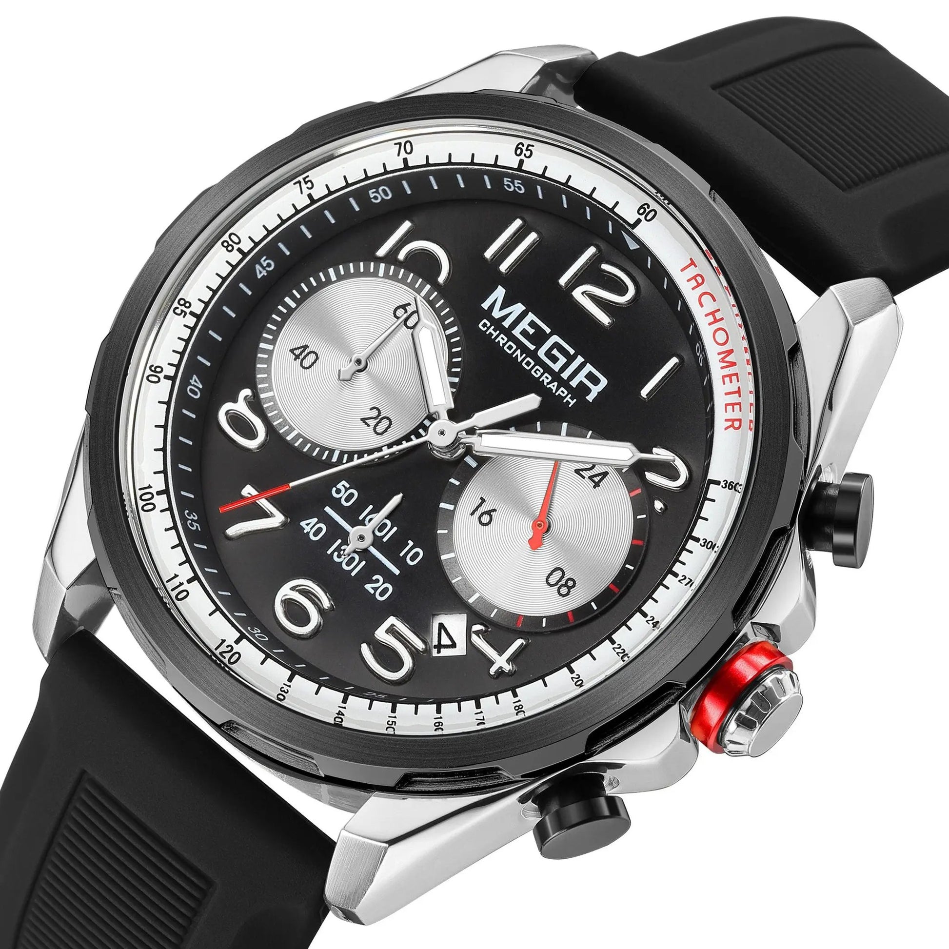 MEGIR Men Watches Luxury Quartz Wristwatch Gray Waterproof Military Sports Chronograph Silicone Strap Clock Montre Homme 2230 by MEGIR WATCH GROUP