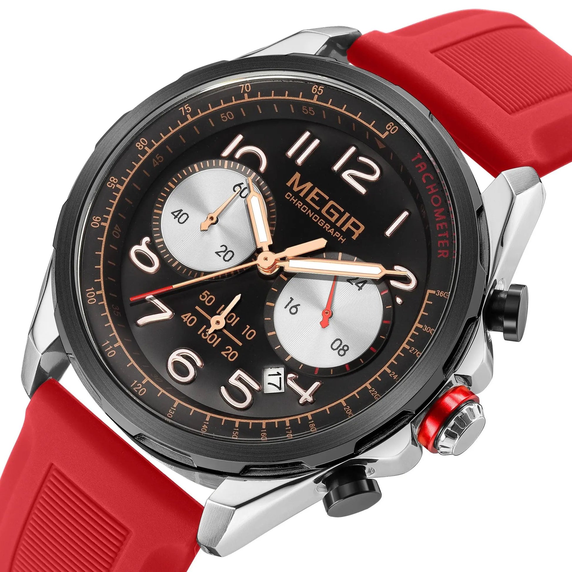 MEGIR Men Watches Luxury Quartz Wristwatch Gray Waterproof Military Sports Chronograph Silicone Strap Clock Montre Homme 2230 by MEGIR WATCH GROUP