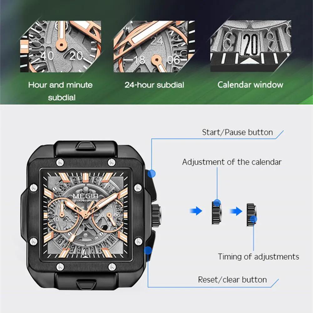 MEGIR Watch for Men Luxury Sport Quartz Wristwatch with Silicone Band Luminous Hands Date Male Chronograph Clock Reloj Hombre 2228 by MEGIR WATCH GROUP
