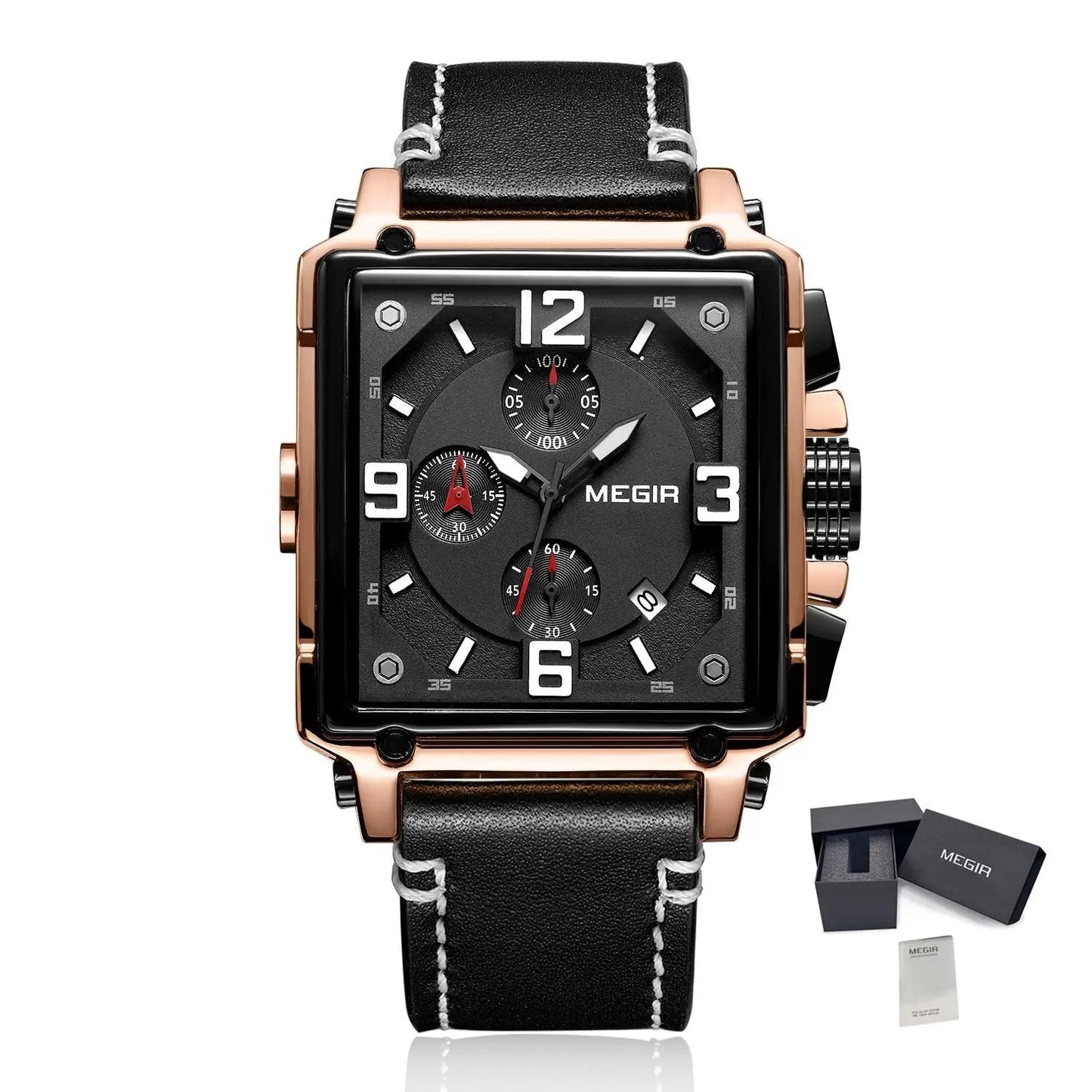 MEGIR Men Watch Top Brand Luxury Chronograph Quartz Watches Clock Waterproof Leather Strap Sport Military Wristwatch Relogio Masculino 2061 by MEGIR WATCH GROUP