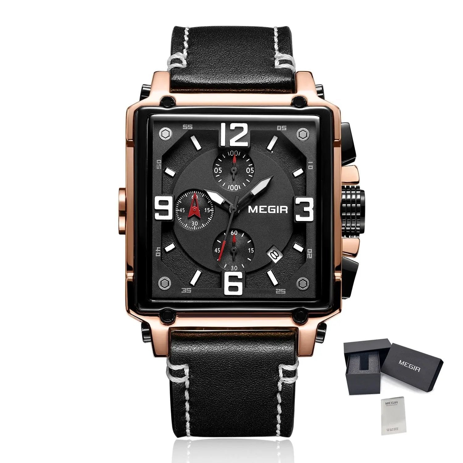 MEGIR Men Watch Top Brand Luxury Chronograph Quartz Watches Clock Waterproof Leather Strap Sport Military Wristwatch Relogio Masculino 2061 by MEGIR WATCH GROUP
