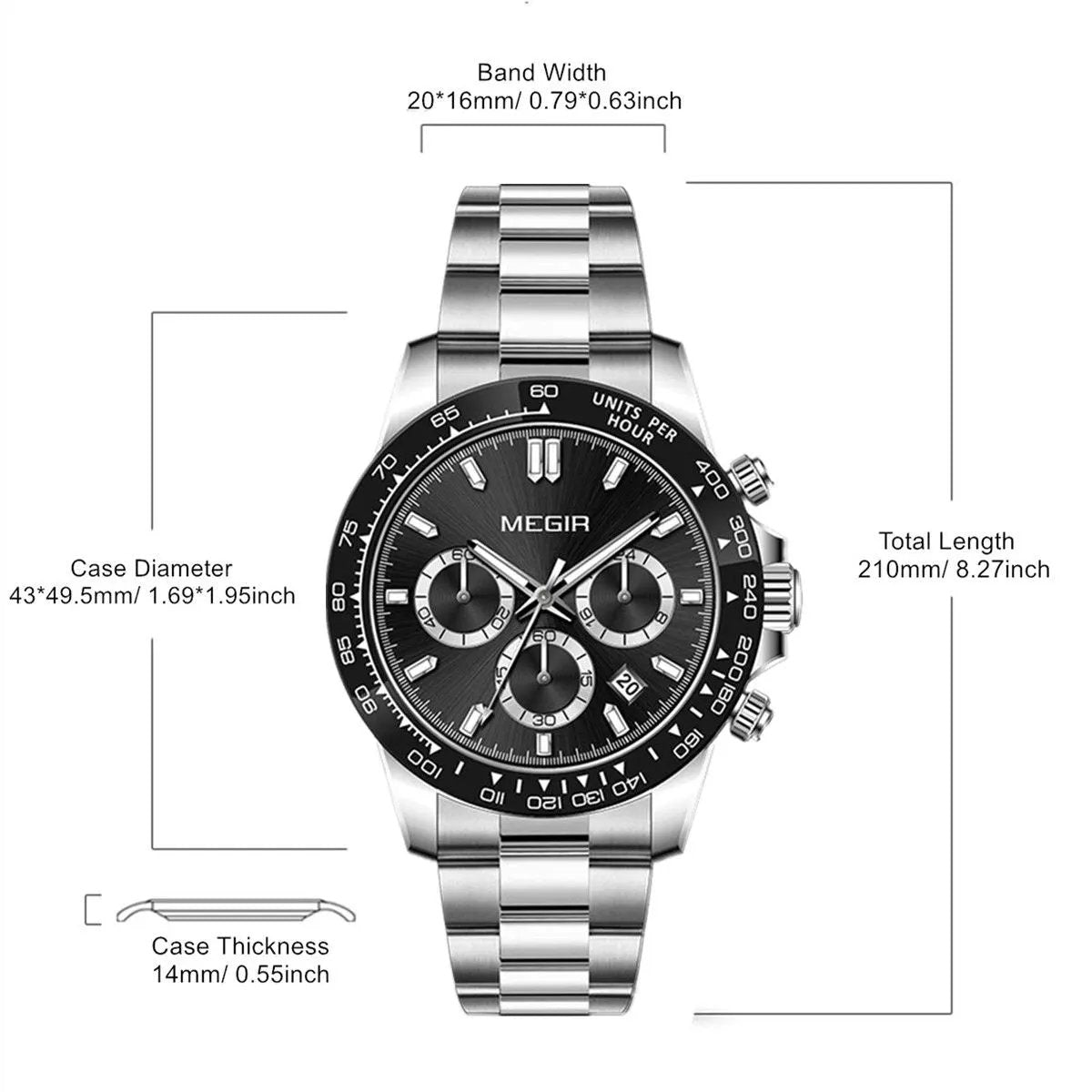MEGIR Fashion Men Business Watches Stainless Steel Quartz Watch Luxury Casual Sport Wristwatch Waterproof Clock Reloj Hombre 8104 by MEGIR WATCH GROUP