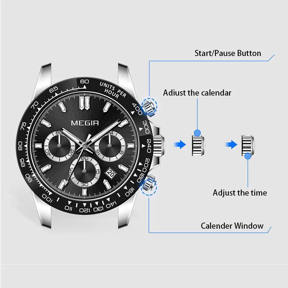 MEGIR Fashion Men Business Watches Stainless Steel Quartz Watch Luxury Casual Sport Wristwatch Waterproof Clock Reloj Hombre 8104 by MEGIR WATCH GROUP
