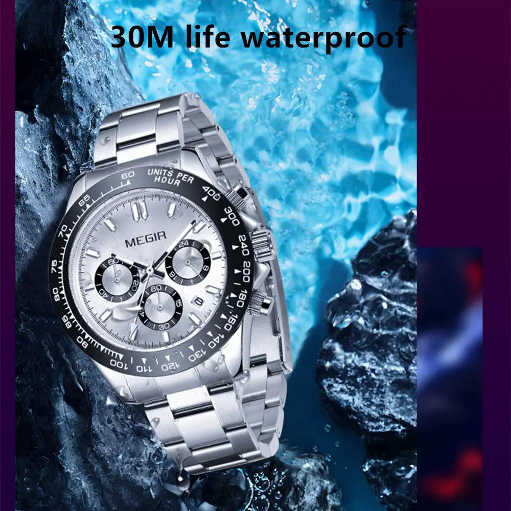 MEGIR Fashion Men Business Watches Stainless Steel Quartz Watch Luxury Casual Sport Wristwatch Waterproof Clock Reloj Hombre 8104 by MEGIR WATCH GROUP