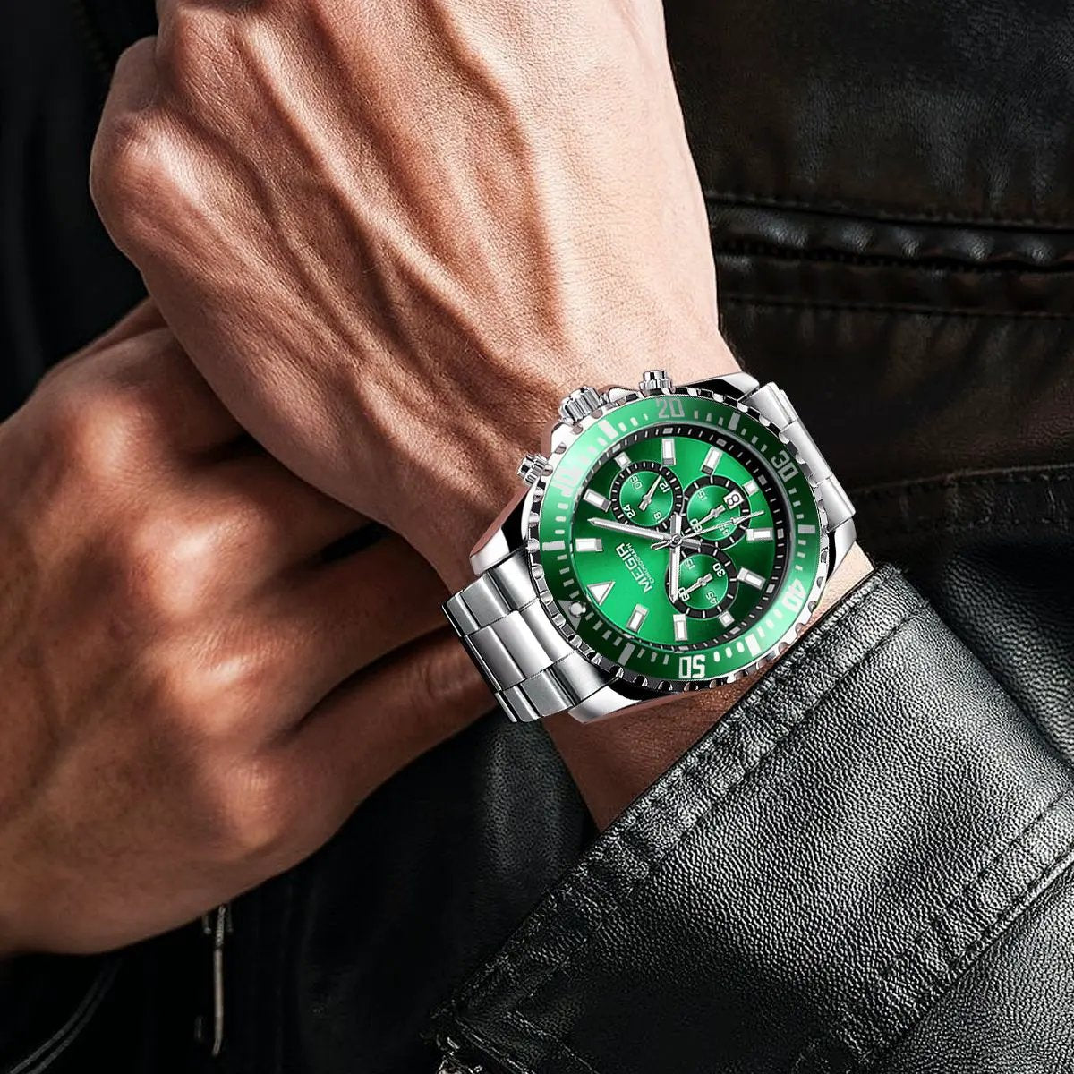 MEGIR Original Luxury Men Business Quartz Watch Stainless Steel Bracelet Chronograph Male Military Wristwatch Clock Relogio Masculino 2064 by MEGIR WATCH GROUP