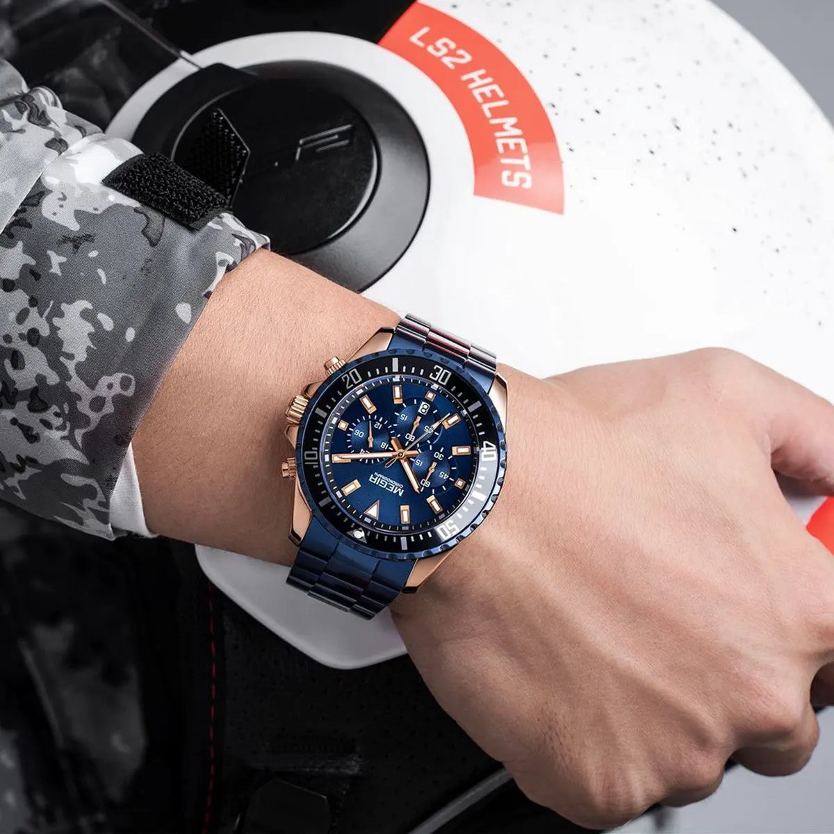 MEGIR Original Luxury Men Business Quartz Watch Stainless Steel Bracelet Chronograph Male Military Wristwatch Clock Relogio Masculino 2064 by MEGIR WATCH GROUP