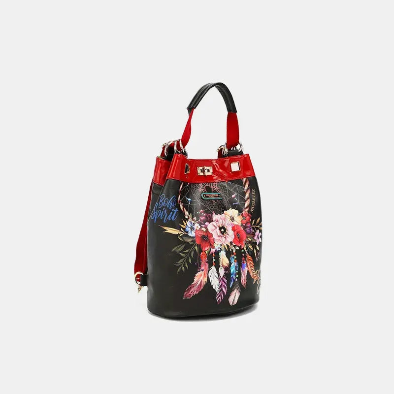 Nicole Lee USA Flower Pattern Adjustable Strap Backpack Bag by Nicole Lee USA