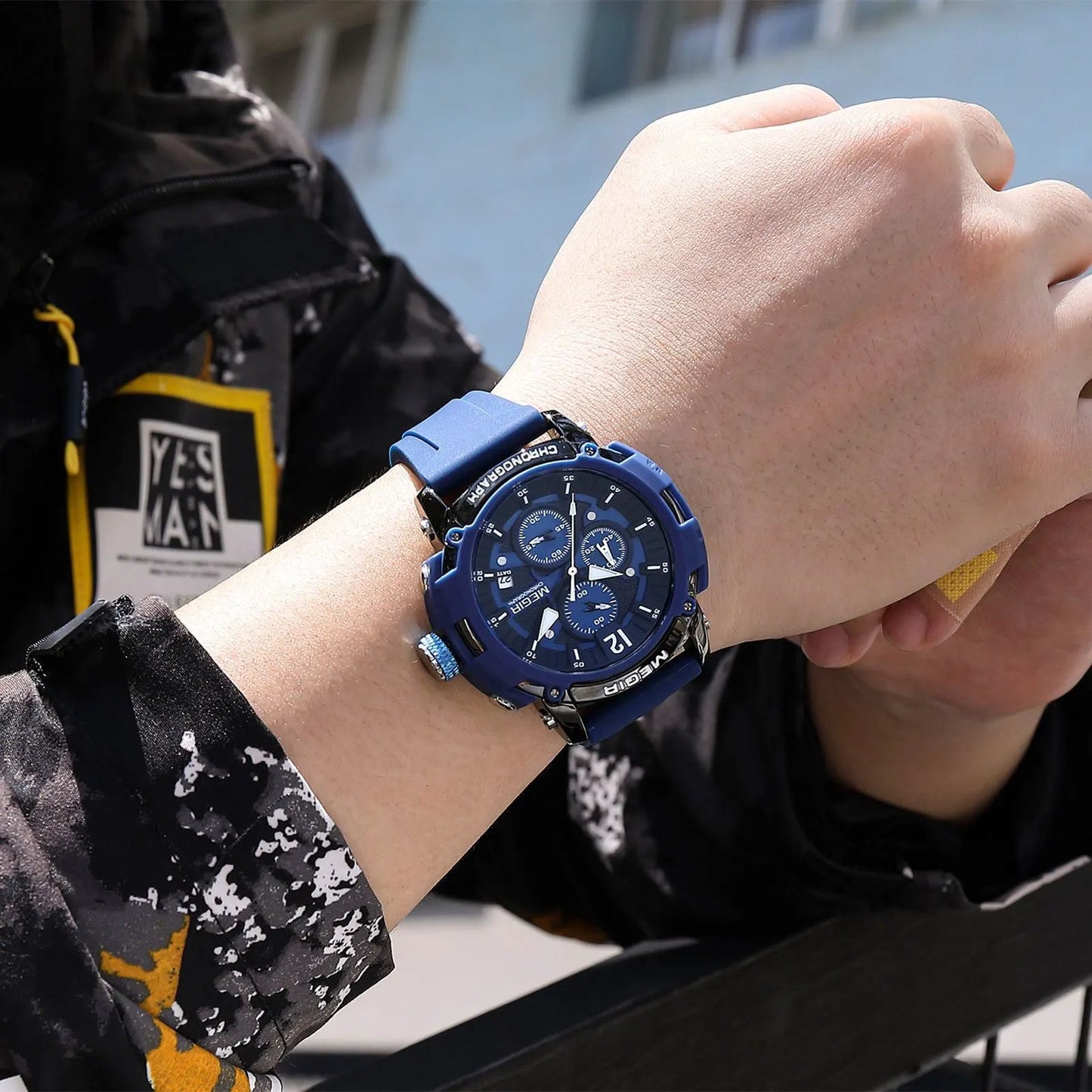 MEGIR Fashion Military Watch for Men Silicone Strap Sport Quartz Chronograph Waterproof Male Clock Wristwatch Reloj Hombre 2208 by MEGIR WATCH GROUP