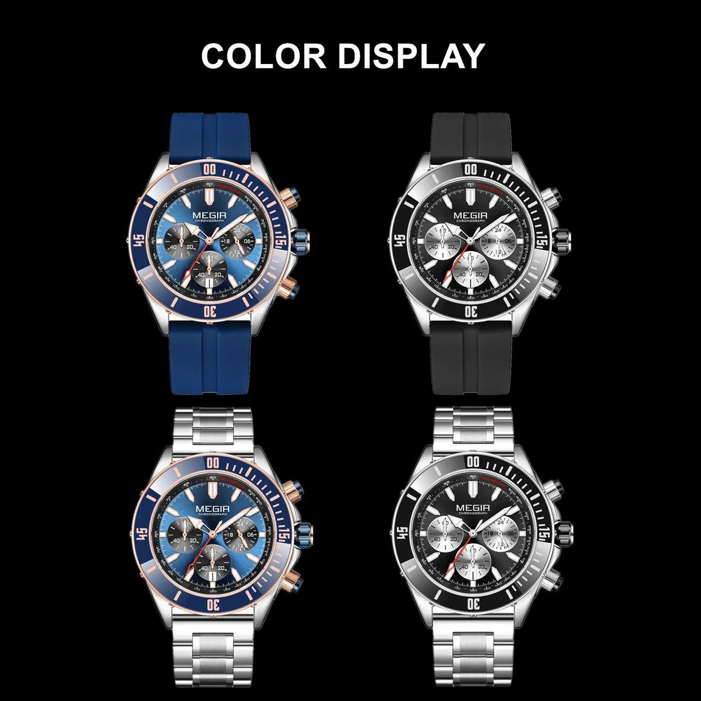 MEGIR Men Watch with Chronograph Fashion Quartz Military Waterproof Calendar Business Casual Wristwatches Clock Montre Homme 2226 by MEGIR WATCH GROUP