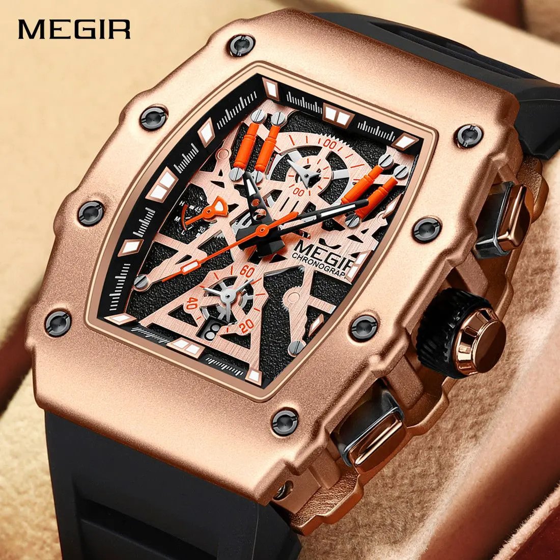 MEGIR Luxury Outdoor Sport Wristwatch for Men Silicone Waterproof Watches Quartz Military Watch Male Clock Chronograph 2218 by MEGIR WATCH GROUP