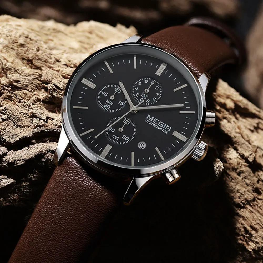 MEGIR Sport Watch for Men Luxury Waterproof Quartz Clock Leather Wristwatch Luminous Military Watches Calendar reloj hombre 2011 by MEGIR WATCH GROUP