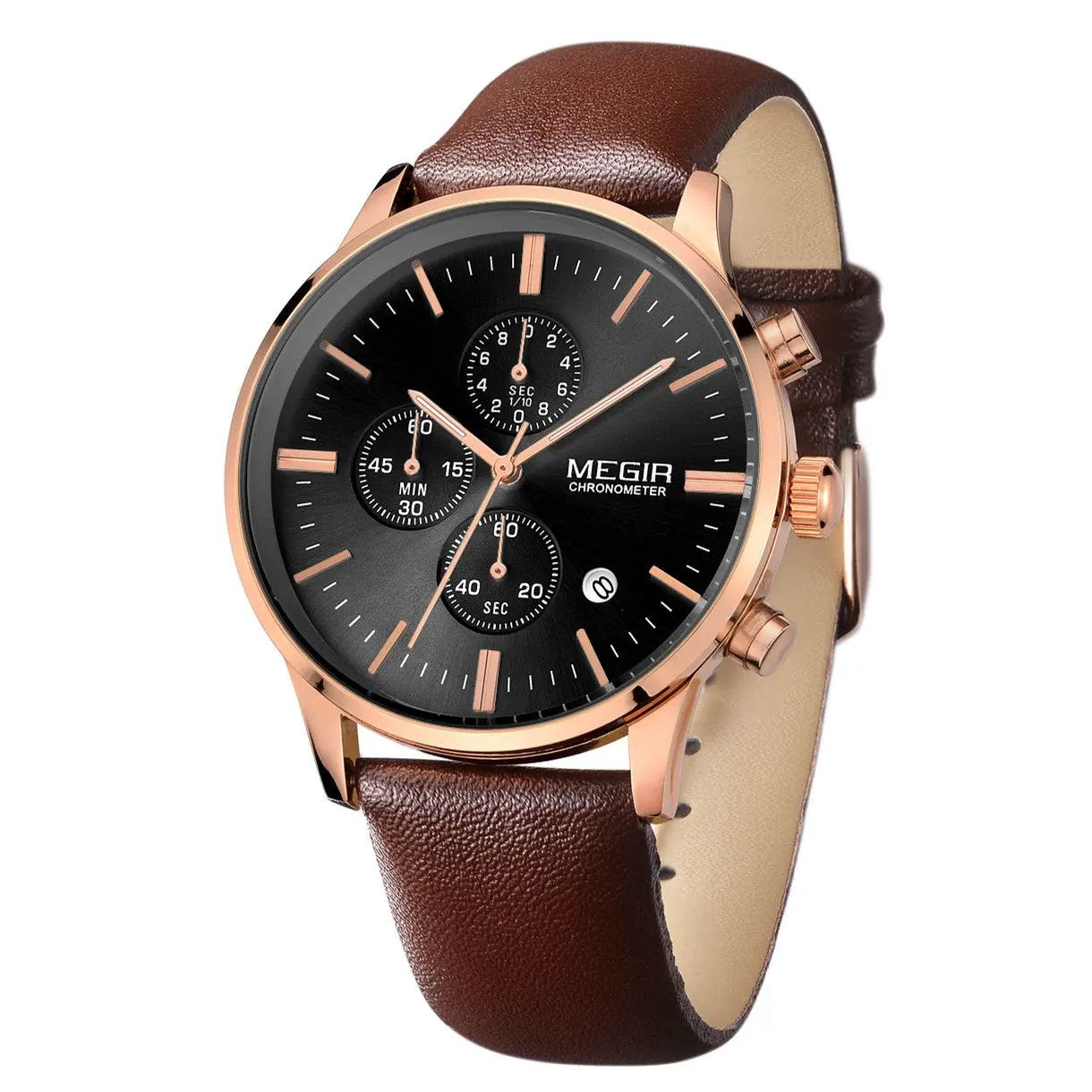 MEGIR Sport Watch for Men Luxury Waterproof Quartz Clock Leather Wristwatch Luminous Military Watches Calendar reloj hombre 2011 by MEGIR WATCH GROUP
