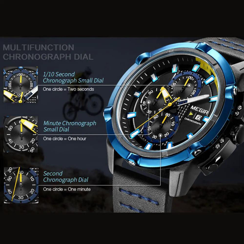 MEGIR Luxury Men's Watch Chronograph Fashion Sport Military Watches Waterproof Male Quartz Wristwatch Clock Montre Homme 2062 by MEGIR WATCH GROUP