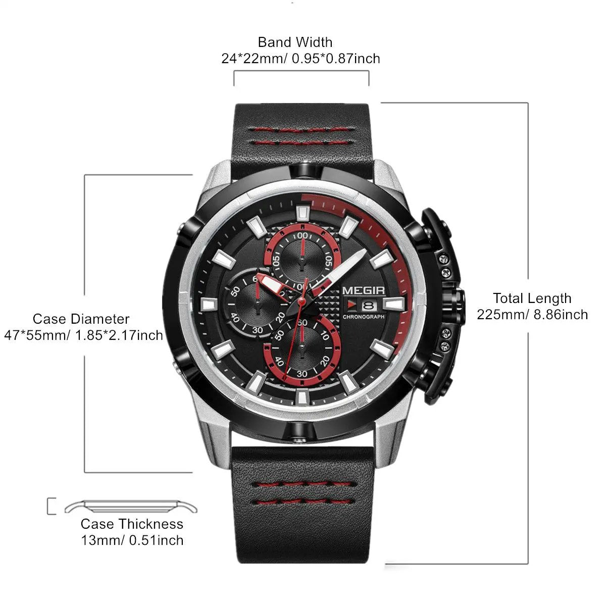 MEGIR Luxury Men's Watch Chronograph Fashion Sport Military Watches Waterproof Male Quartz Wristwatch Clock Montre Homme 2062 by MEGIR WATCH GROUP
