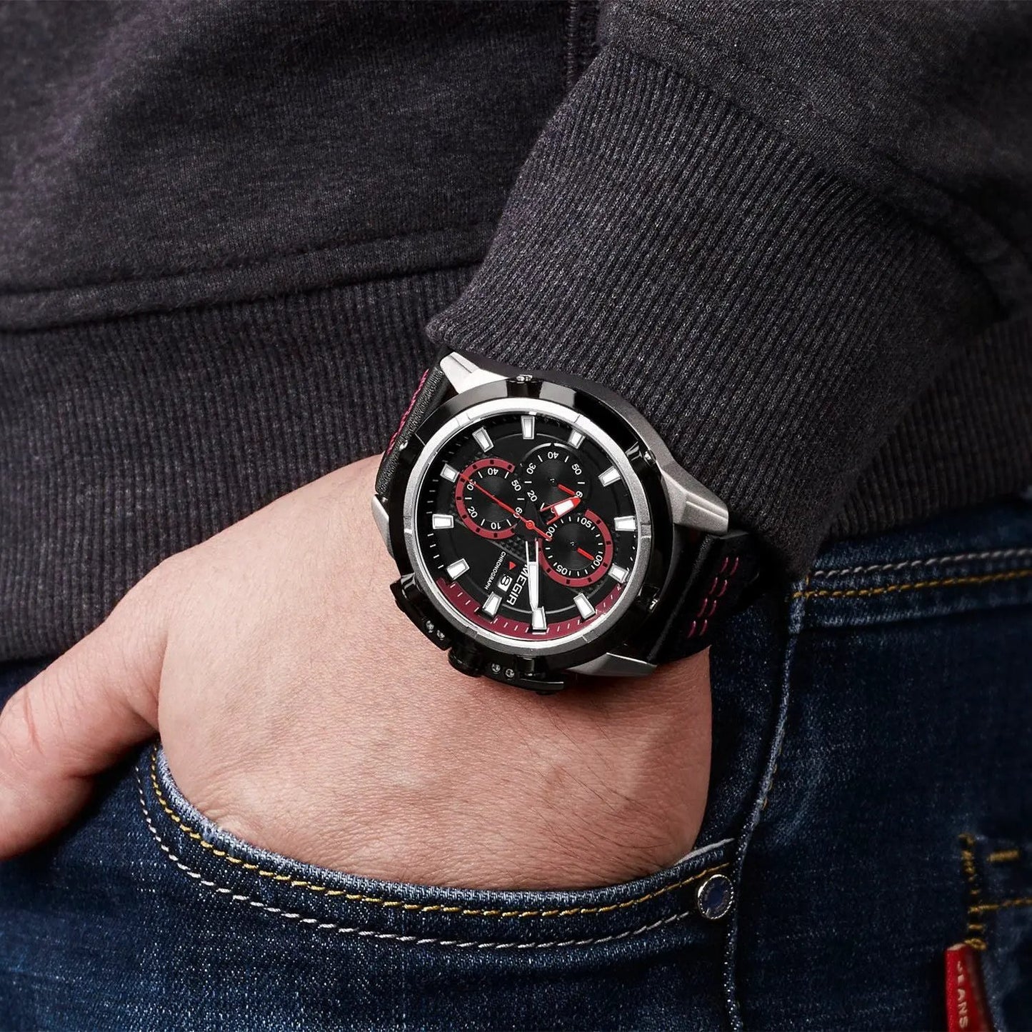 MEGIR Luxury Men's Watch Chronograph Fashion Sport Military Watches Waterproof Male Quartz Wristwatch Clock Montre Homme 2062 by MEGIR WATCH GROUP