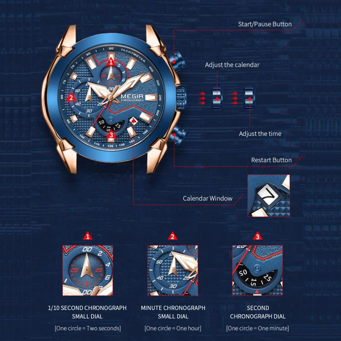 MEGIR Stainless Steel Bracelet Business Watches for Men Luxury Military Quartz Wristwatches Waterproof Luminous Clock Date 2065 by MEGIR WATCH GROUP