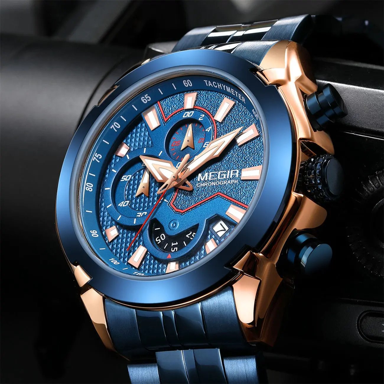 MEGIR Stainless Steel Bracelet Business Watches for Men Luxury Military Quartz Wristwatches Waterproof Luminous Clock Date 2065 by MEGIR WATCH GROUP