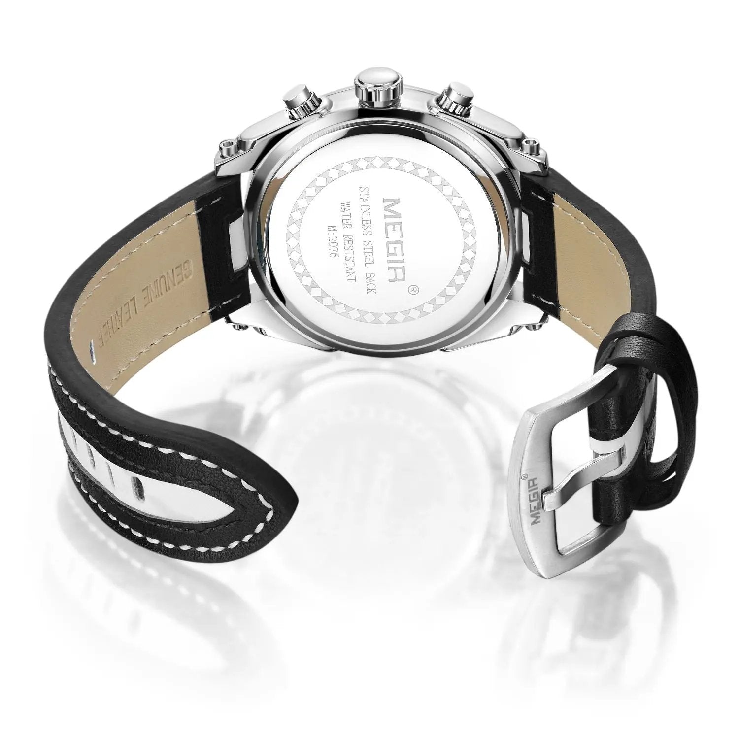 MEGIR Luxury Men's Quartz Wristwatch Leather Strap Sport Watches with Chronograph 24-hour Date Clock Relogio Masculino 2076 by MEGIR WATCH GROUP
