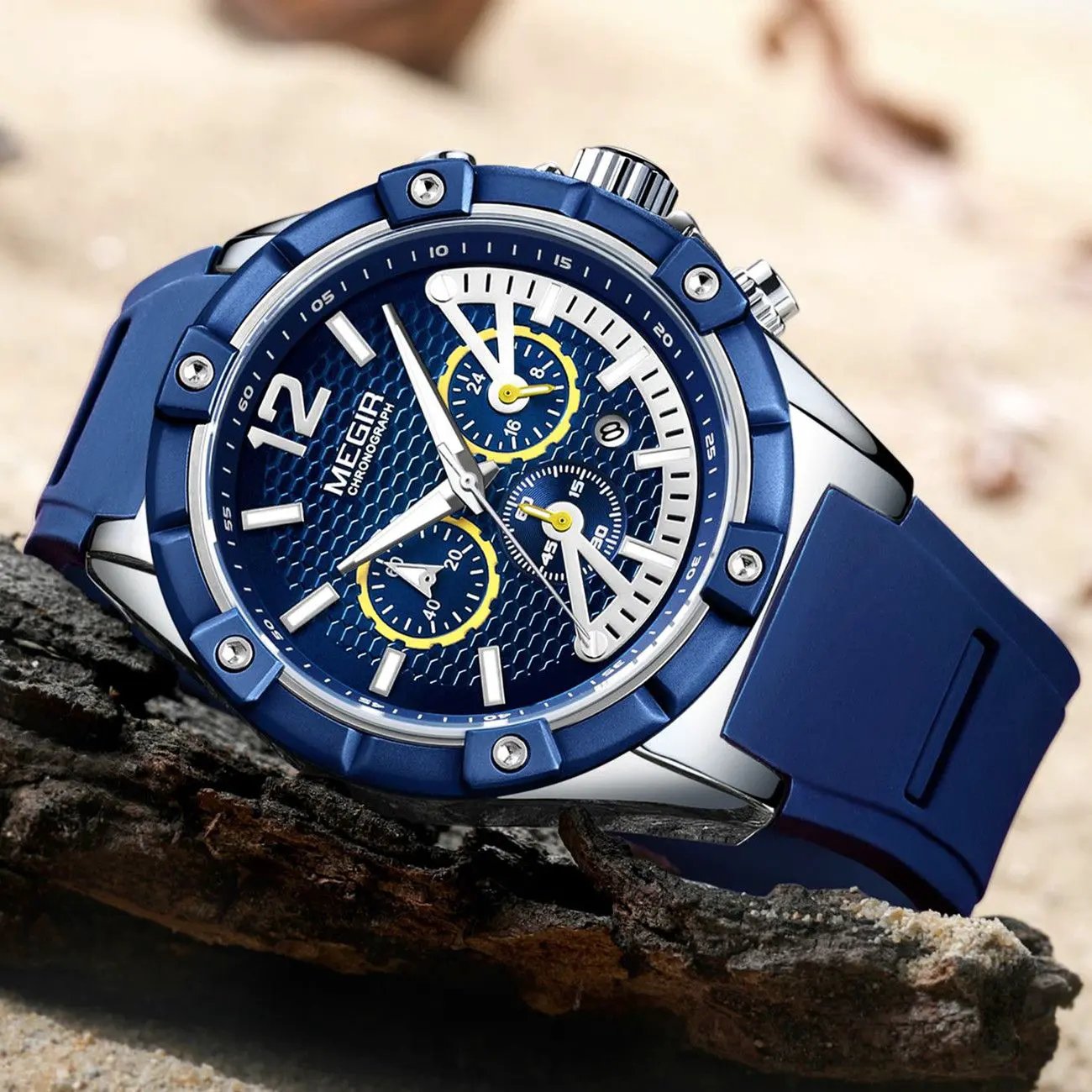 MEGIR Fashion Men Watches Silicone Strap Sport Military Watch Chronograph Waterproof Male Wristwatch Clock Montre Homme 2083 by MEGIR WATCH GROUP