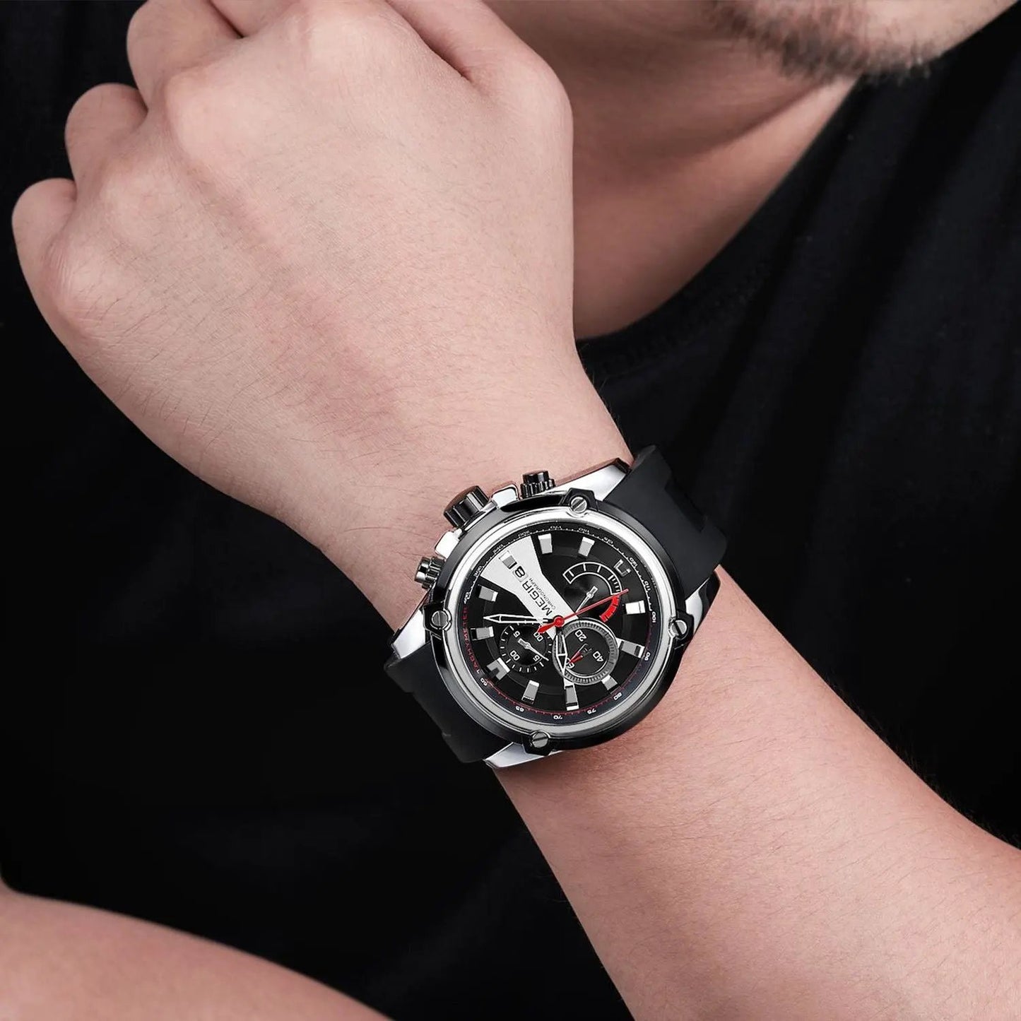 MEGIR Chronograph Luxury Brand Men Sports Watches Silicone Strap Quartz Casual Wristwatch Waterproof Calendar Reloj Hombre 2086 by MEGIR WATCH GROUP