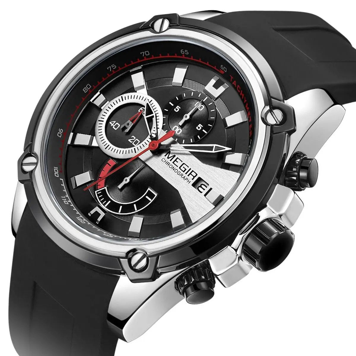 MEGIR Chronograph Luxury Brand Men Sports Watches Silicone Strap Quartz Casual Wristwatch Waterproof Calendar Reloj Hombre 2086 by MEGIR WATCH GROUP