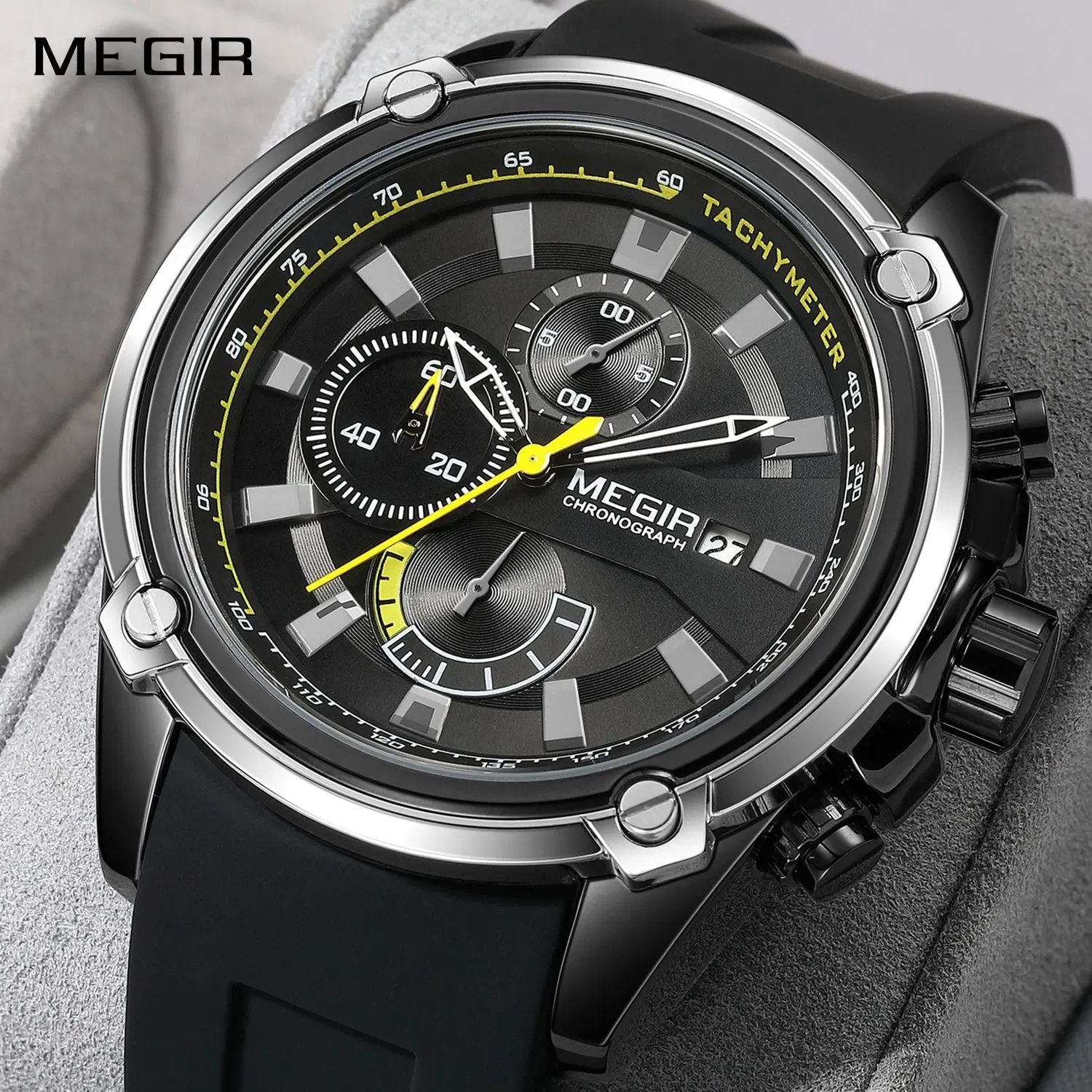 MEGIR Chronograph Luxury Brand Men Sports Watches Silicone Strap Quartz Casual Wristwatch Waterproof Calendar Reloj Hombre 2086 by MEGIR WATCH GROUP