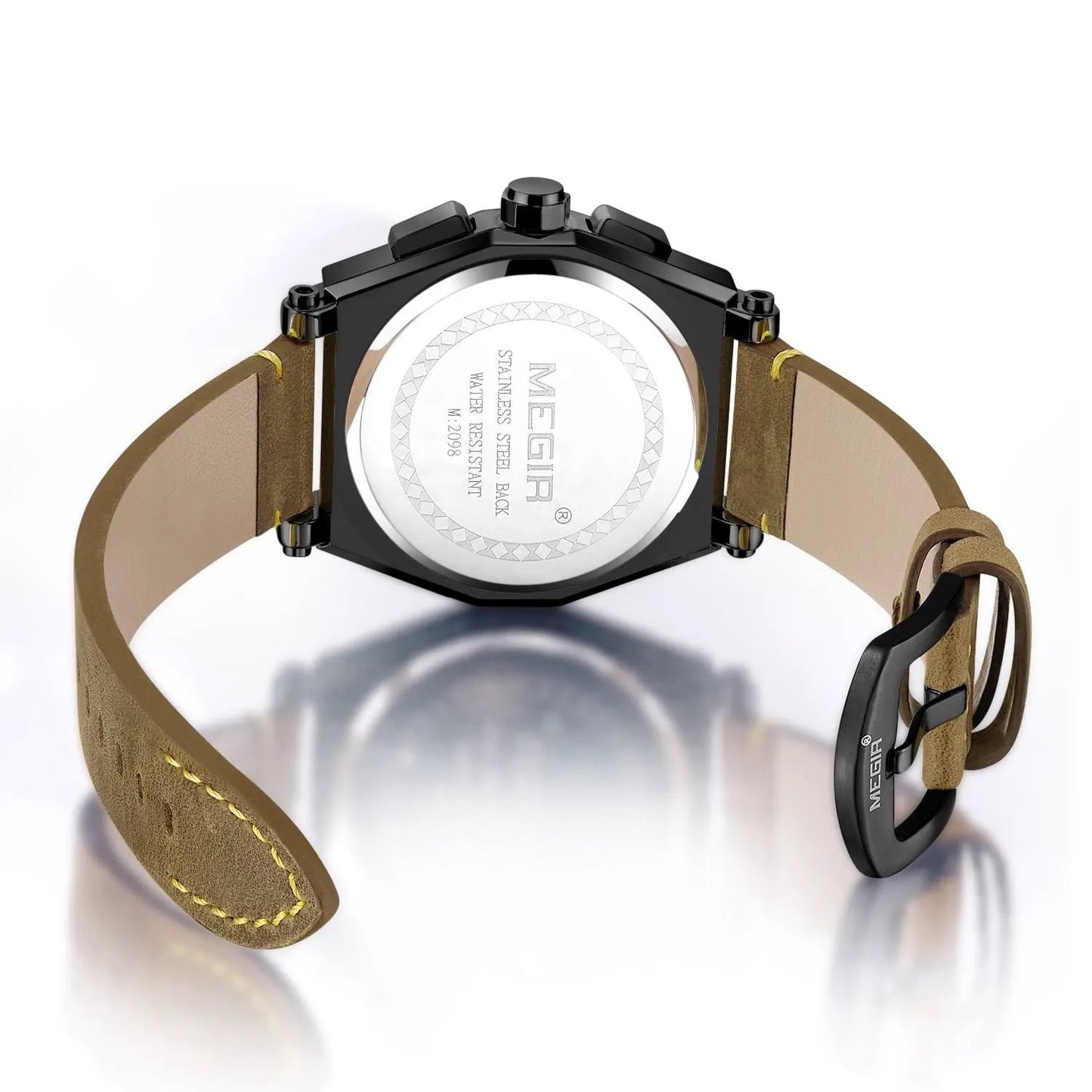 MEGIR Luxury Quartz Men Watch Multifunction Leather Strap Sport Chronograph Waterproof Man Wristwatch Clock Montre Homme 2098 by MEGIR WATCH GROUP