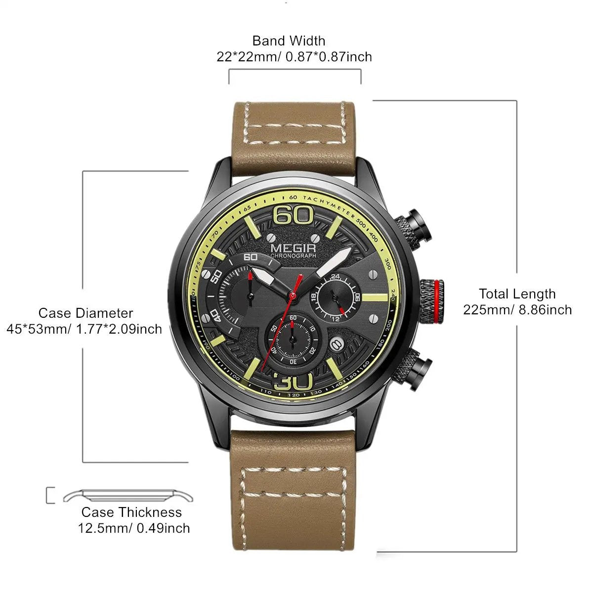 MEGIR Men Watches Fashion Brand Sport Quartz Chronograph Clock Waterproof Man Business Wristwatch 24-hour Relogio Masculino 2110 by MEGIR WATCH GROUP
