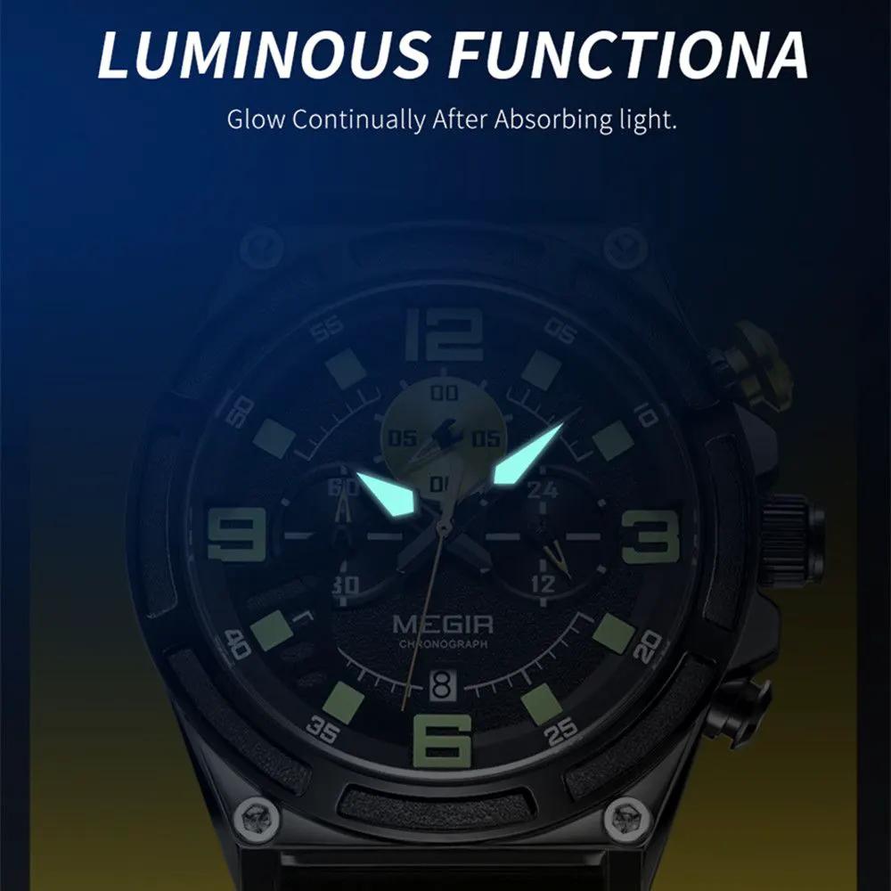 MEGIR Chronograph Luxury Military Sport Watches for Men Waterproof Calendar Silicone Man Quartz Wristwatch Reloj Hombre 2116 by MEGIR WATCH GROUP