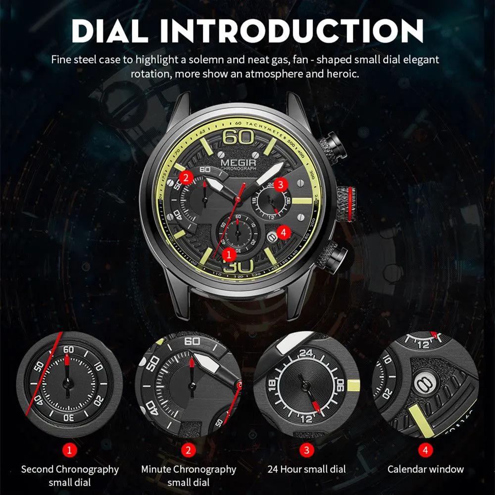 MEGIR Men Watches Fashion Brand Sport Quartz Chronograph Clock Waterproof Man Business Wristwatch 24-hour Relogio Masculino 2110 by MEGIR WATCH GROUP
