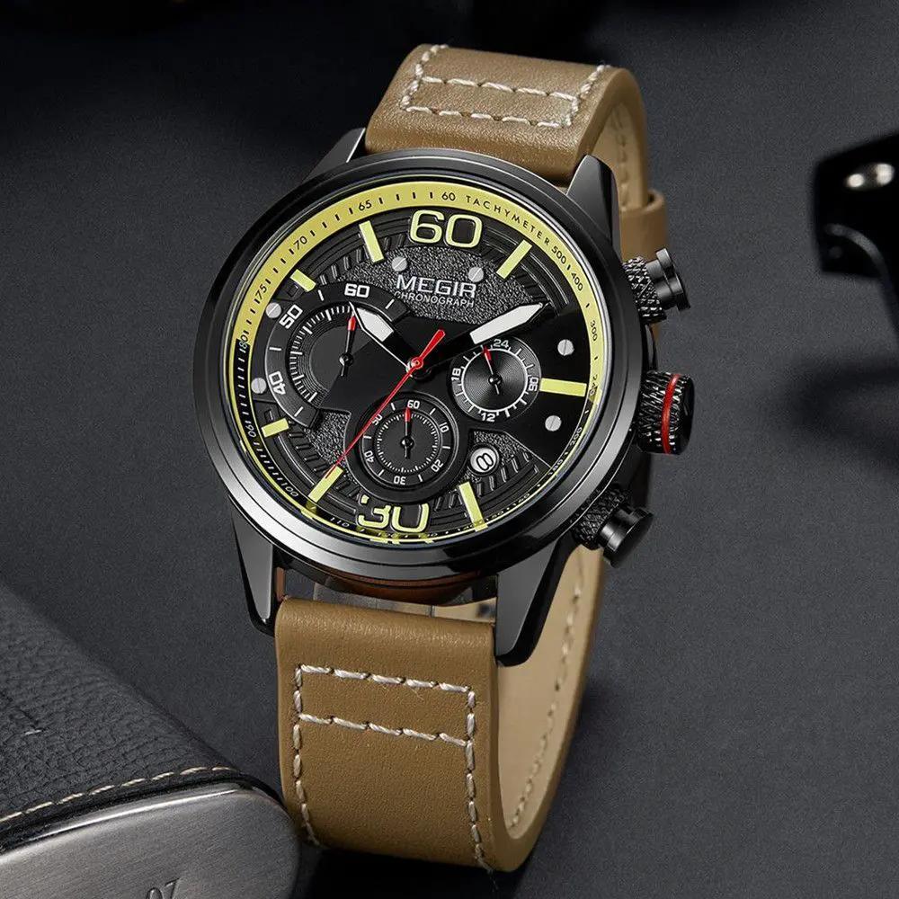 MEGIR Men Watches Fashion Brand Sport Quartz Chronograph Clock Waterproof Man Business Wristwatch 24-hour Relogio Masculino 2110 by MEGIR WATCH GROUP