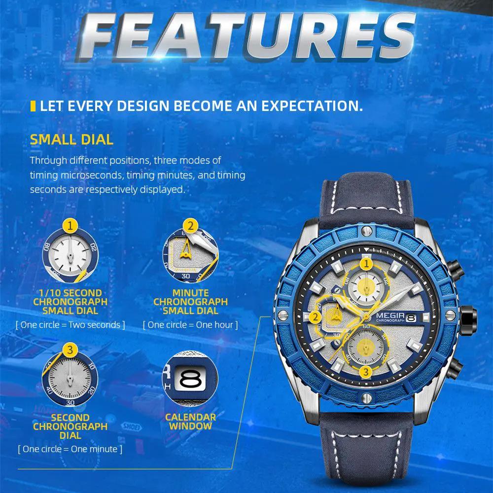 MEGIR Fashion Men's Sport Watches Waterproof Luminous Man Quartz Military Wristwatch Clock Gift for Men Relogio Masculino 2119 by MEGIR WATCH GROUP
