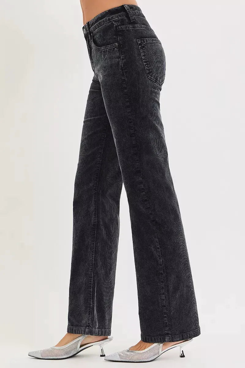 RISEN Tummy Control Mid Rise Straight Leg Corduroy Pants by RISEN