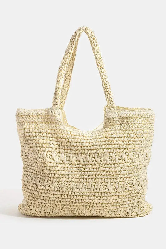 Fame Straw Braided Square Tote Bag by Partner Label