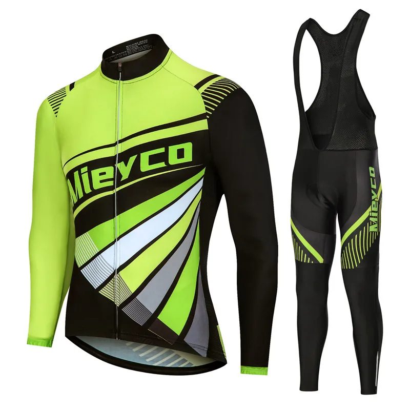 Men Long Sleeve Cycling Jersey Set MTB Road Bike Breathable Outdoor Cycling Suit-3