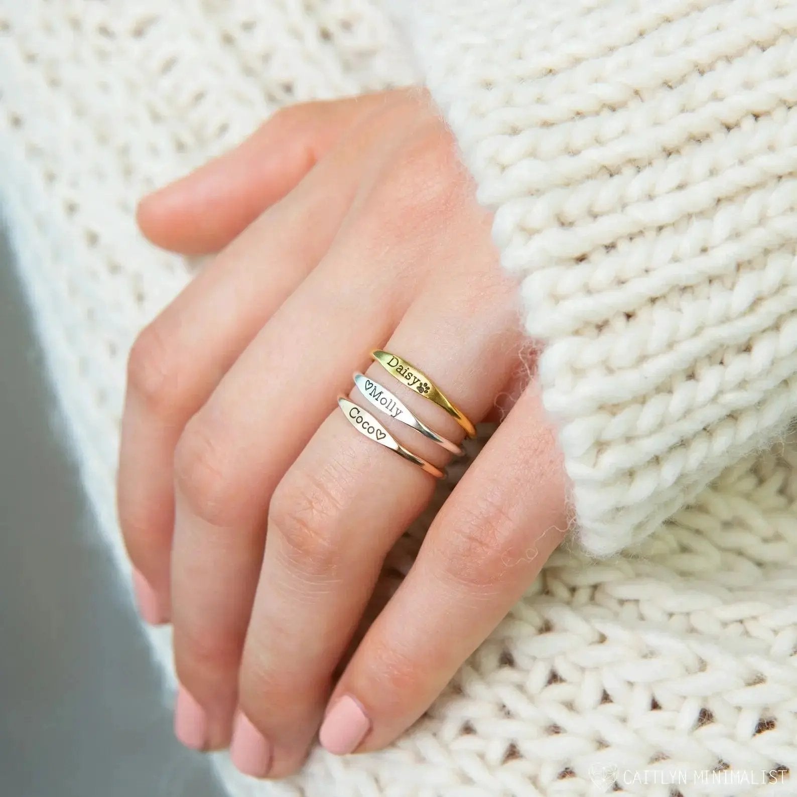 Tiny Name Ring - Minimalist Ring - delicate ring by Maiden-Art