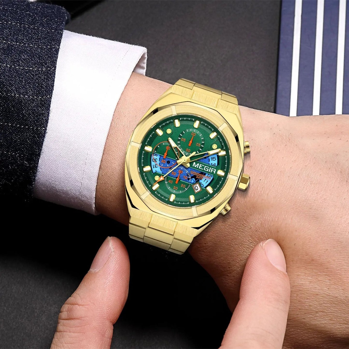 MEGIR New Watch for Men Top Brand Luxury Casual Quartz Wristwatch with Chronograph Waterproof Luminous Auto Date Reloj Hombre 2225 by MEGIR WATCH GROUP