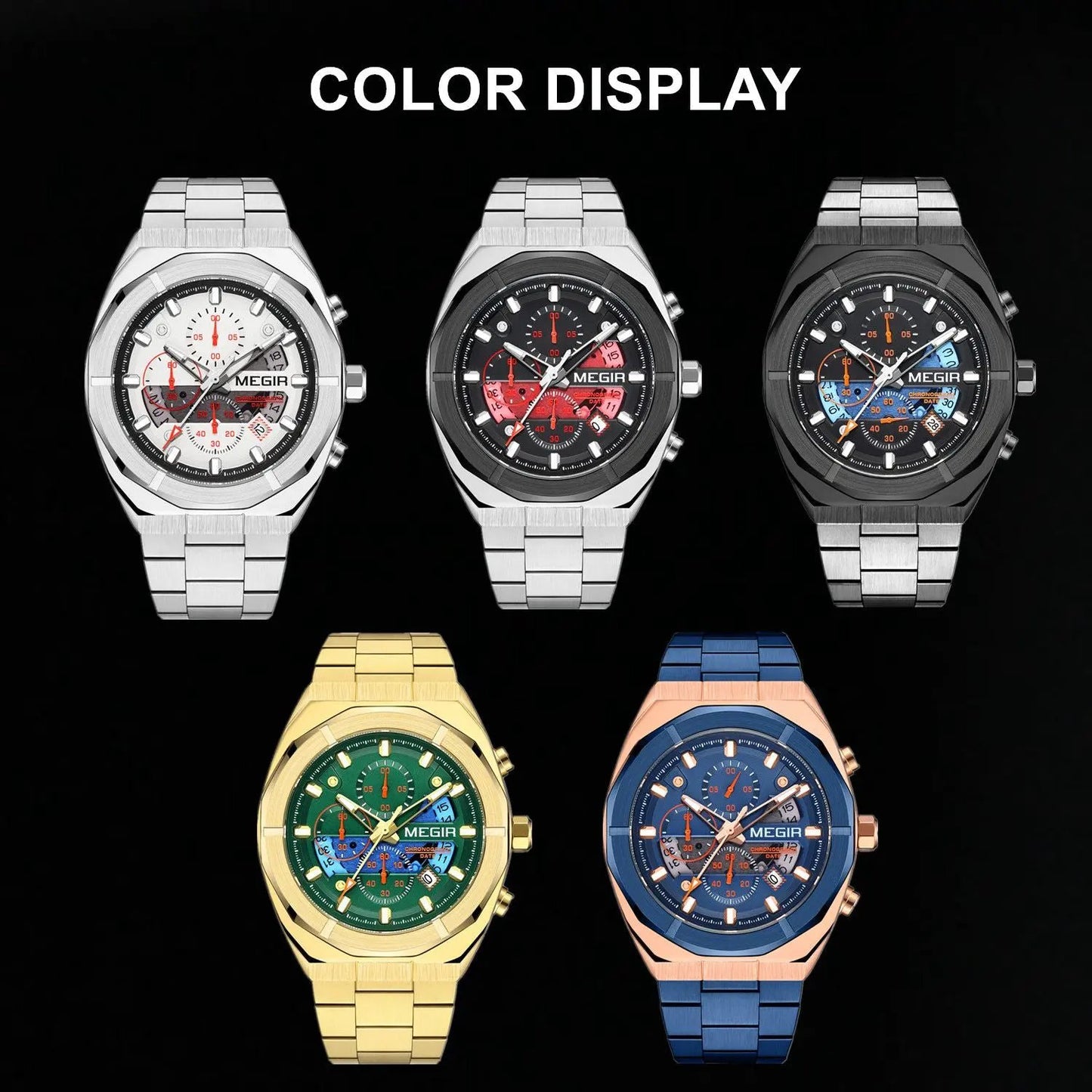 MEGIR New Watch for Men Top Brand Luxury Casual Quartz Wristwatch with Chronograph Waterproof Luminous Auto Date Reloj Hombre 2225 by MEGIR WATCH GROUP