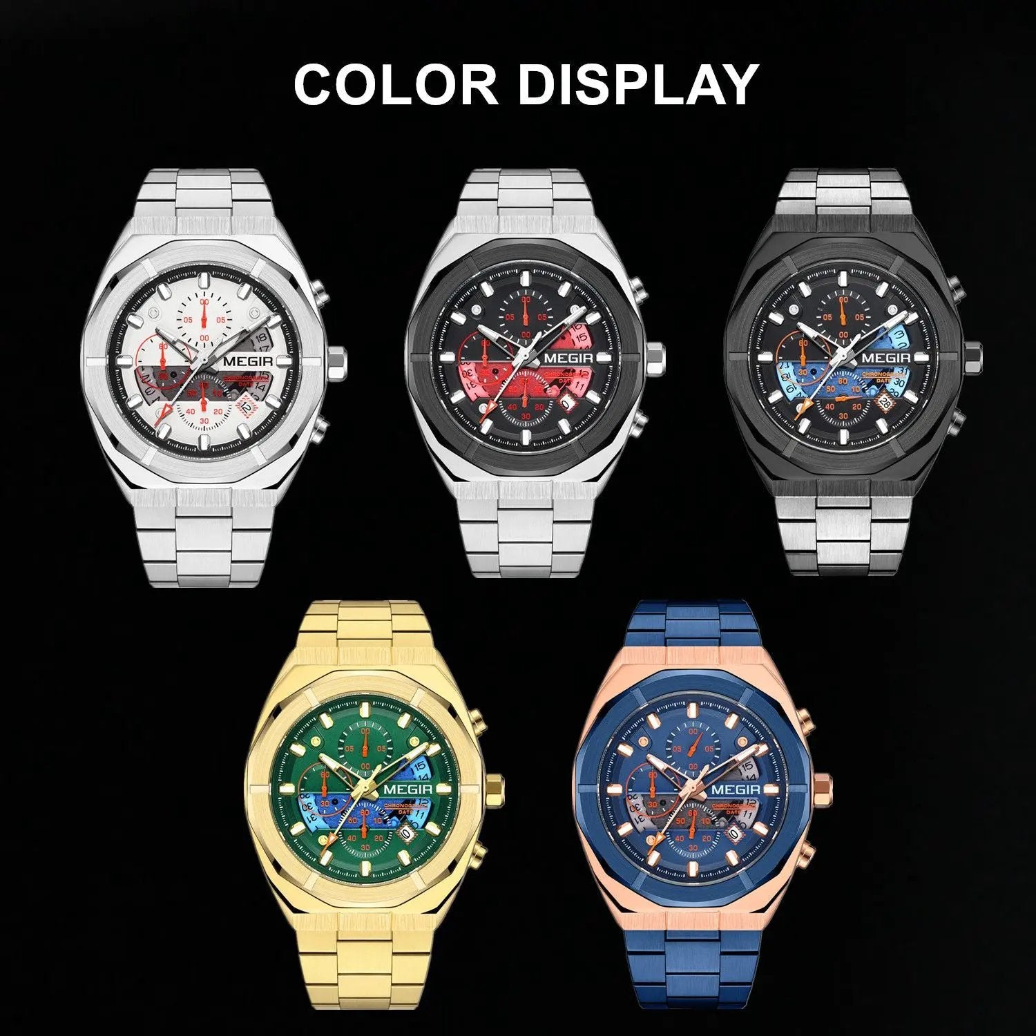 MEGIR New Watch for Men Top Brand Luxury Casual Quartz Wristwatch with Chronograph Waterproof Luminous Auto Date Reloj Hombre 2225 by MEGIR WATCH GROUP