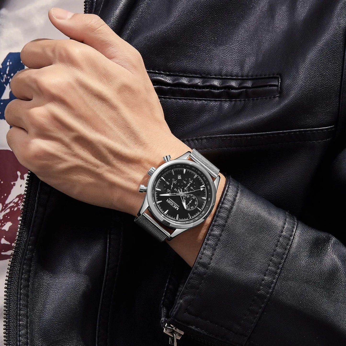 MEGIR Fashion Watch for Men Top Luxury Big Dial Business Quartz Watches Waterproof Steel Wrist Watch Clock Relogio Masculino 2153 by MEGIR WATCH GROUP