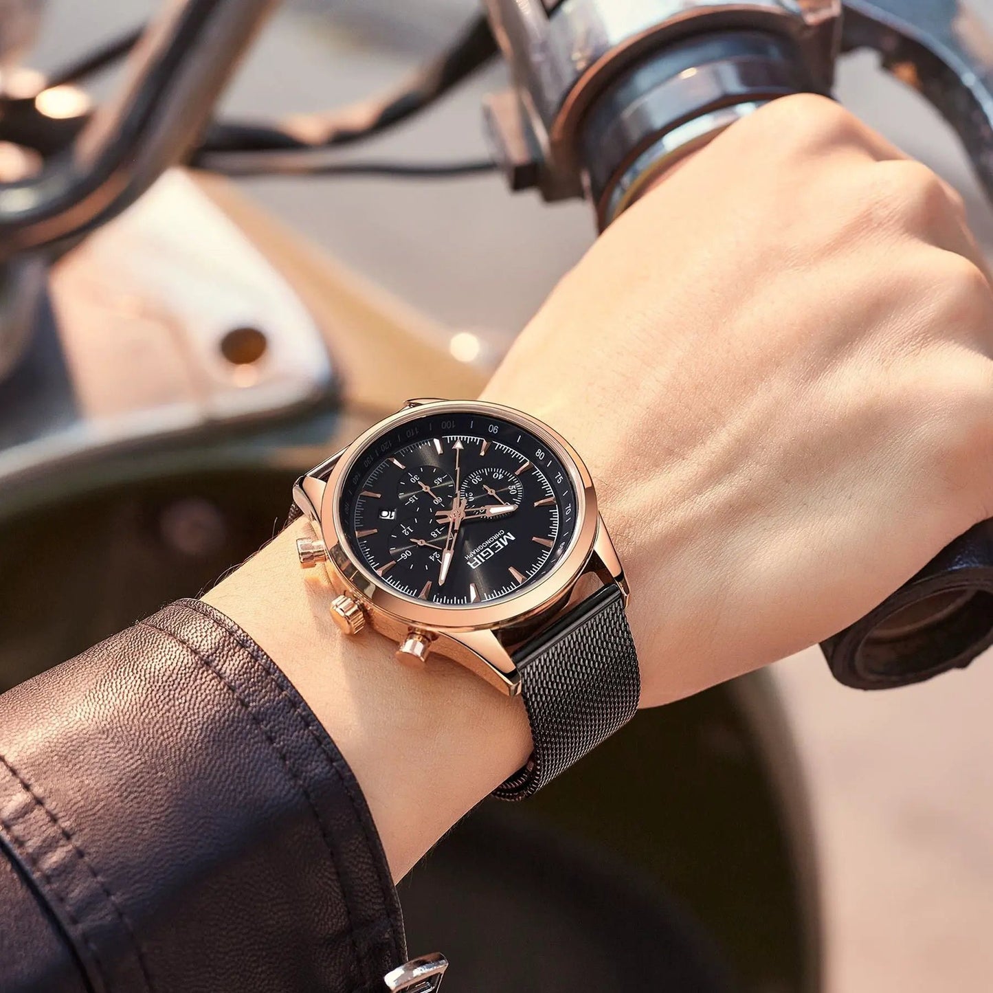 MEGIR Fashion Watch for Men Top Luxury Big Dial Business Quartz Watches Waterproof Steel Wrist Watch Clock Relogio Masculino 2153 by MEGIR WATCH GROUP