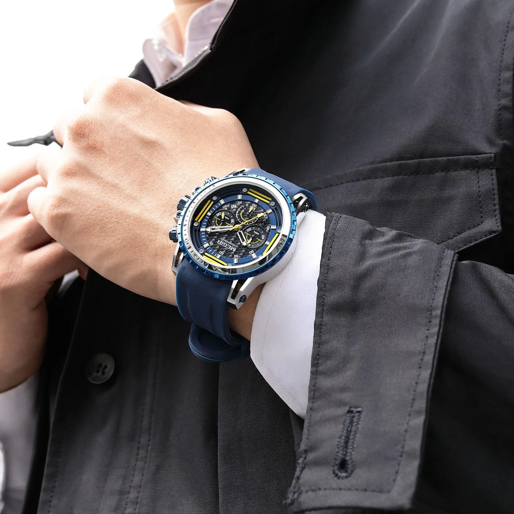 MEGIR Men's Sports Military Watches Fashion Luxury Quartz Wristwatch Silicone Strap Waterproof Chronograph Luminous Male Clock 2143 by MEGIR WATCH GROUP