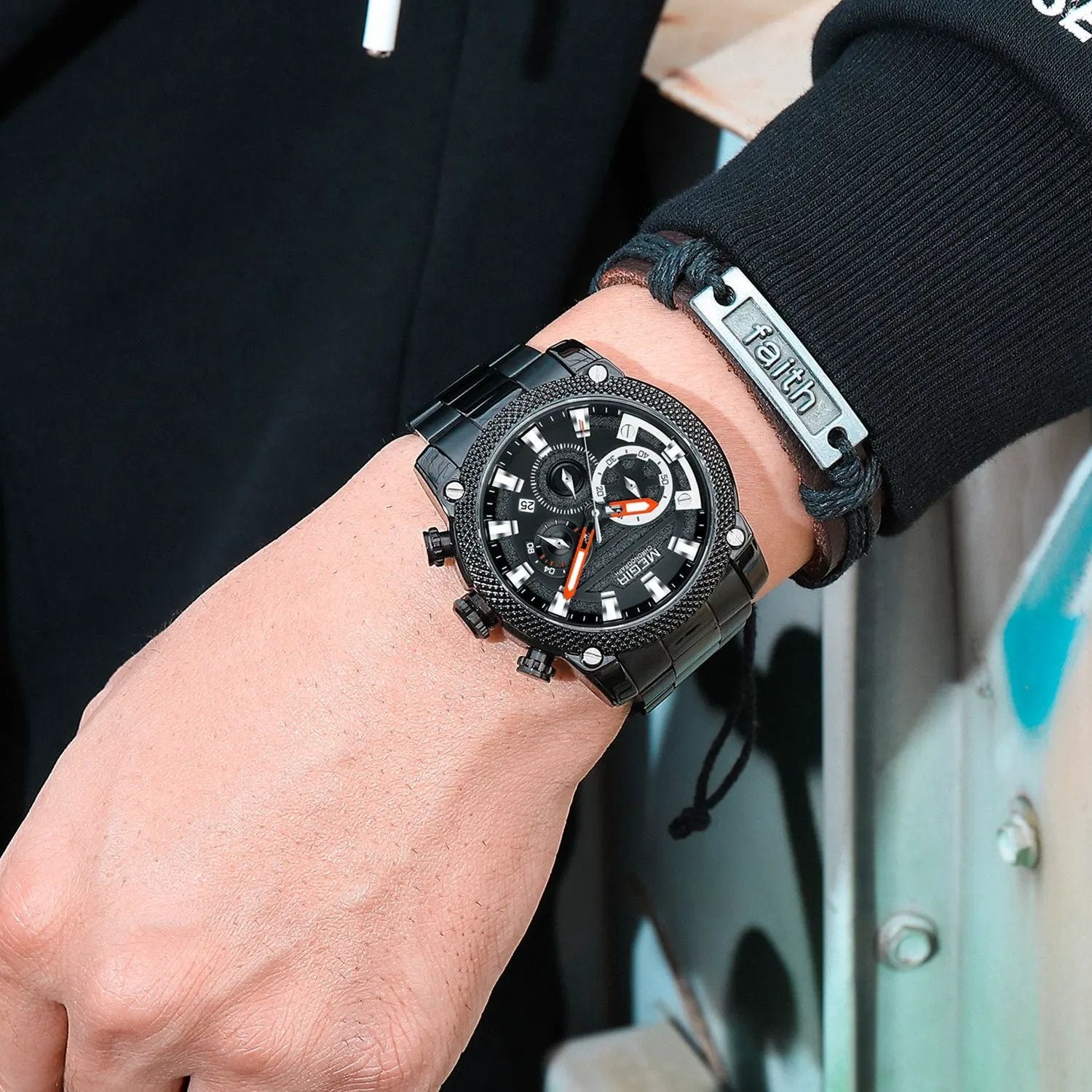 MEGIR Mens Watches Top Brand Luxury Business Wristwatch Waterproof Calendar Quartz Casual Clock Stainless Steel Man Chronograph 2134 by MEGIR WATCH GROUP