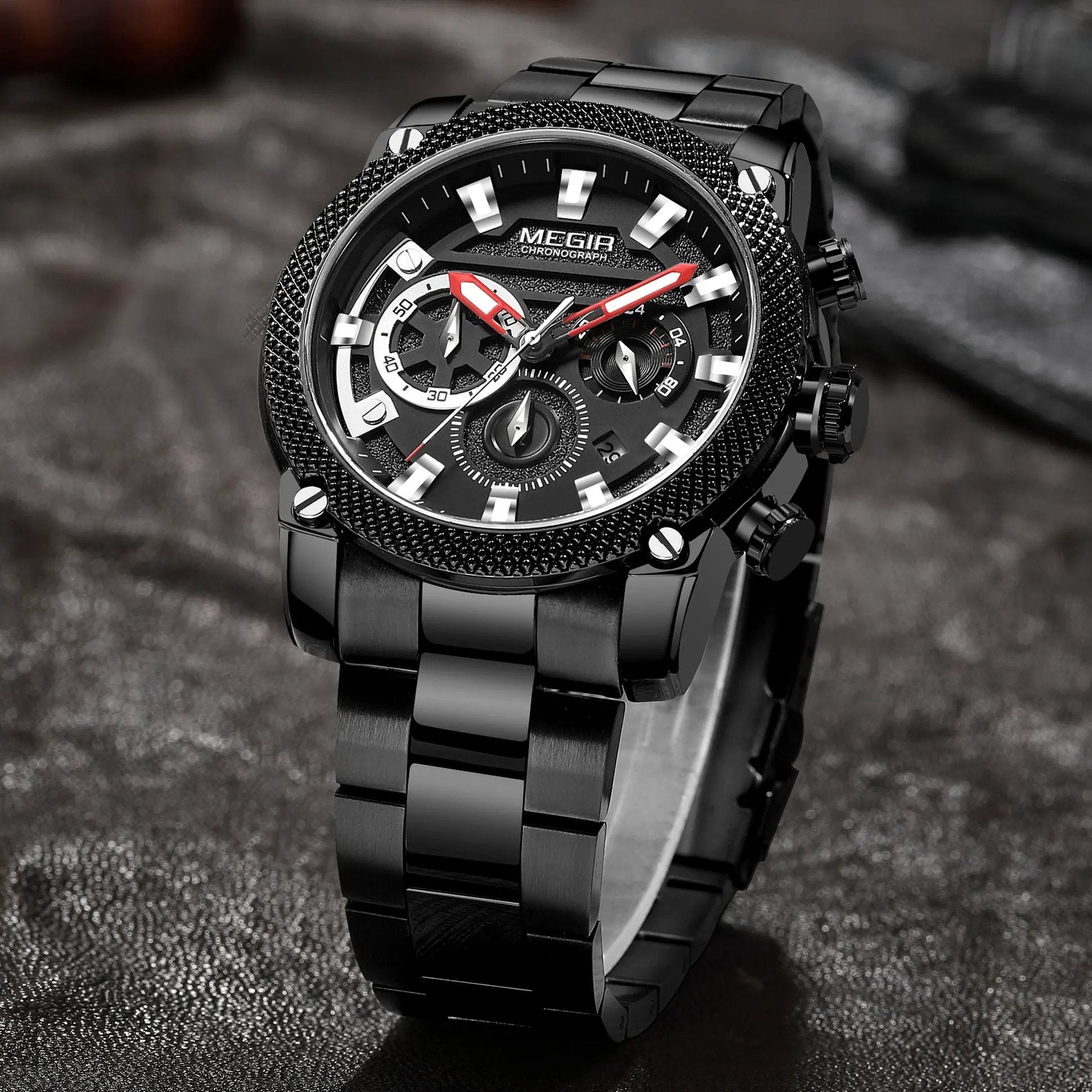 MEGIR Mens Watches Top Brand Luxury Business Wristwatch Waterproof Calendar Quartz Casual Clock Stainless Steel Man Chronograph 2134 by MEGIR WATCH GROUP